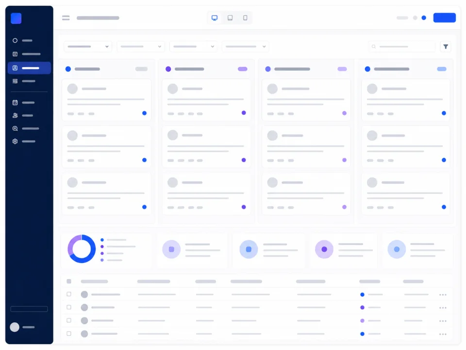 Схематичный экран CRM со статусами обращений